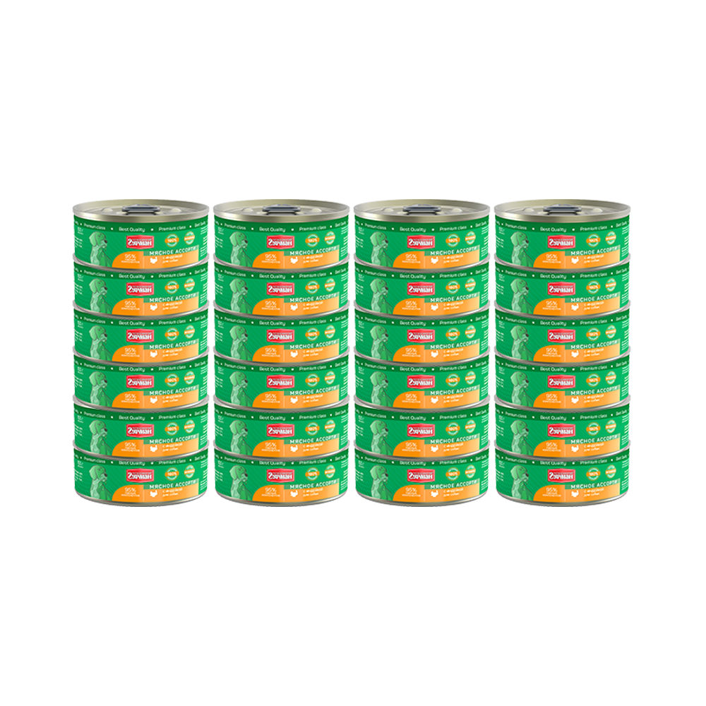 

Влажный корм Четвероногий гурман Мясное ассорти с индейкой для собак 100 г х 24 шт