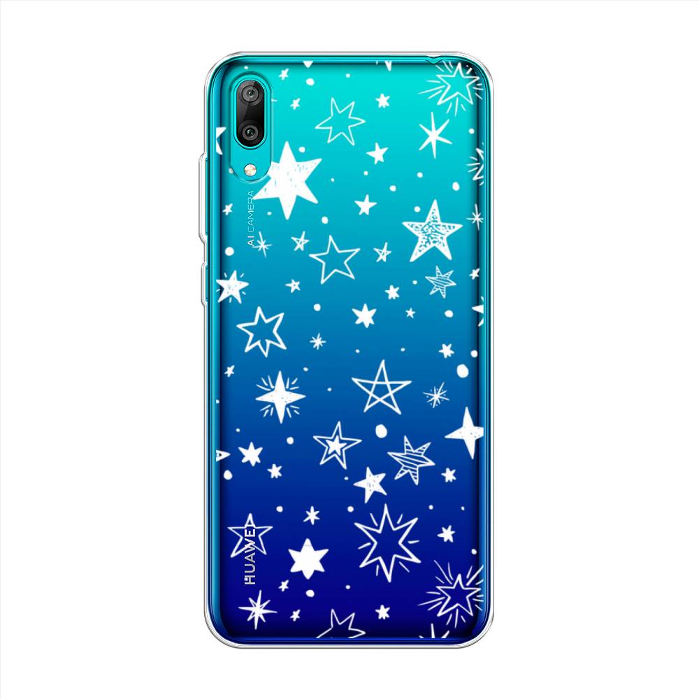 фото Чехол awog "звездочки графика белая" для huawei y7 prime 2019
