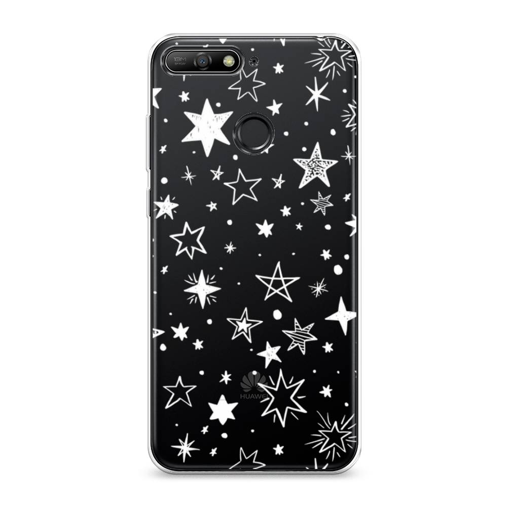 фото Чехол awog "звездочки графика белая" для huawei y6 prime 2018
