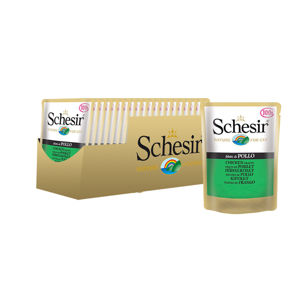 

Влажный корм для кошек Schesir куриное филе, 20 шт по 100 г, Country line