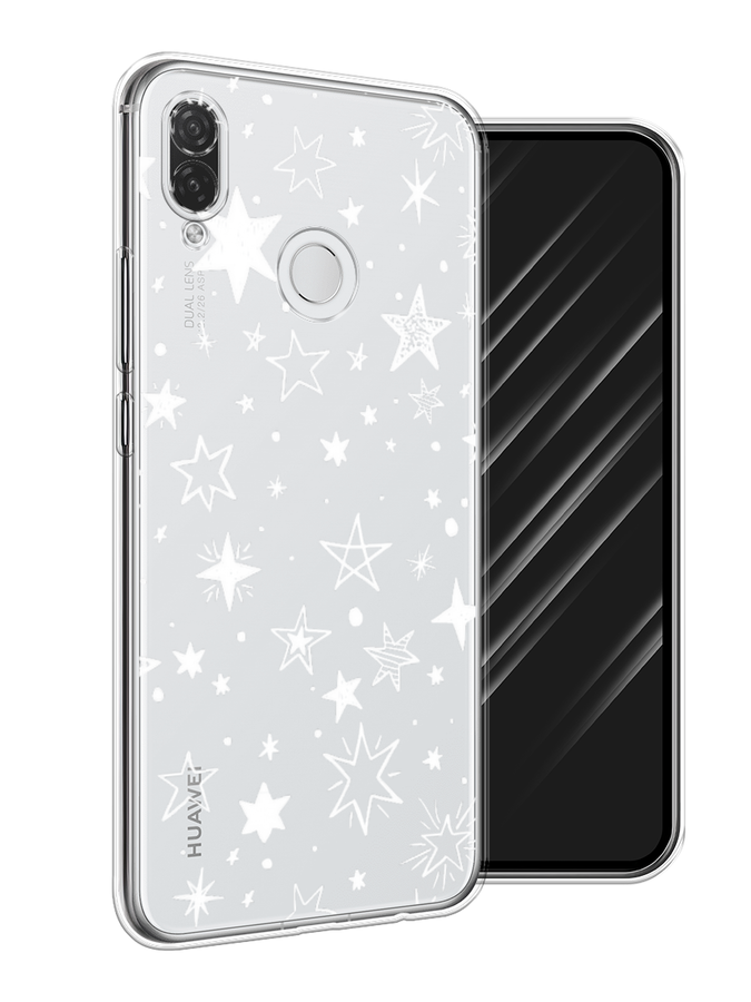 

Чехол Awog на Huawei P Smart Plus "Звездочки графика белая", Прозрачный;белый, 68250-7