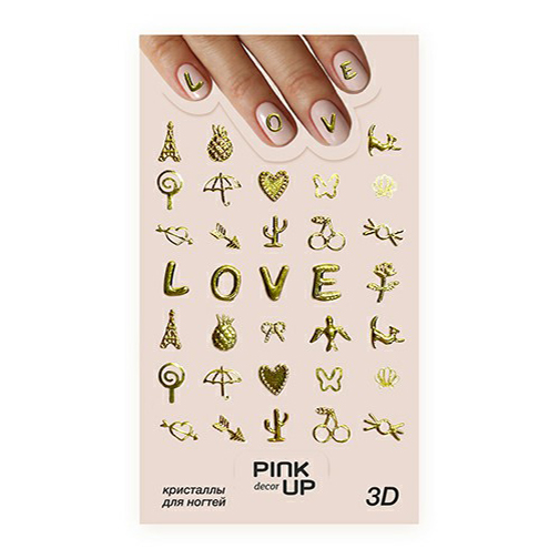 

Наклейки для ногтей Pink Up Decor 3D 875, Золотистый
