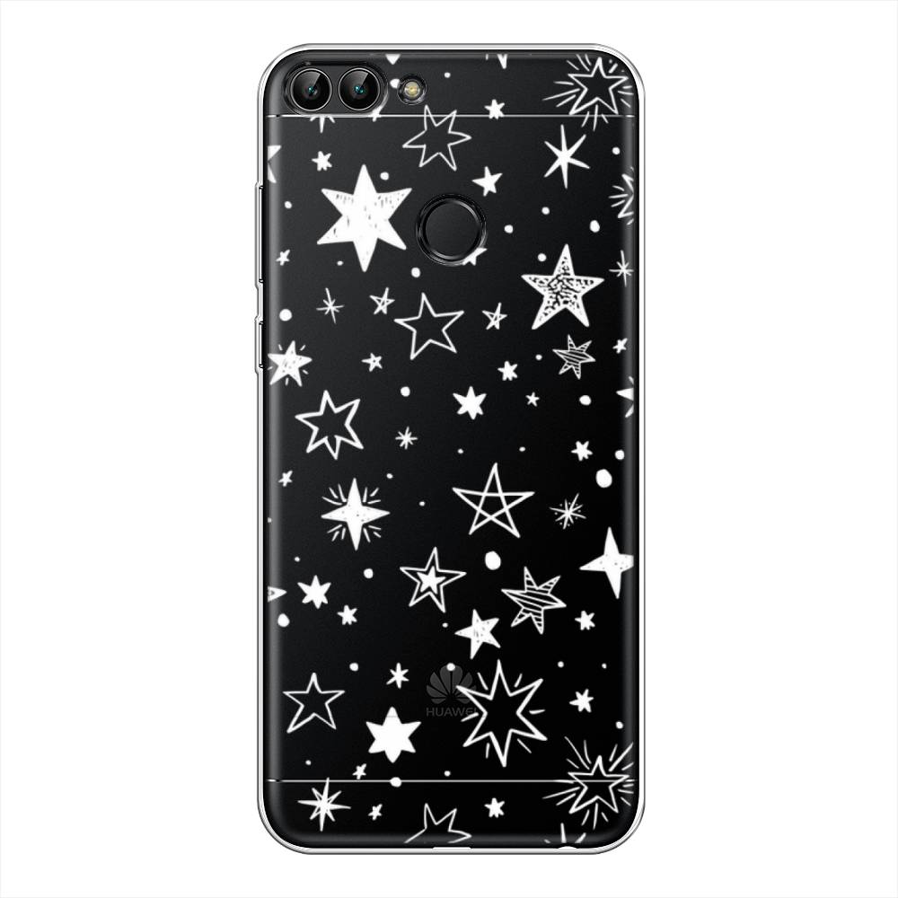 

Чехол Awog на Huawei P Smart "Звездочки графика белая", Прозрачный;белый, 64050-7