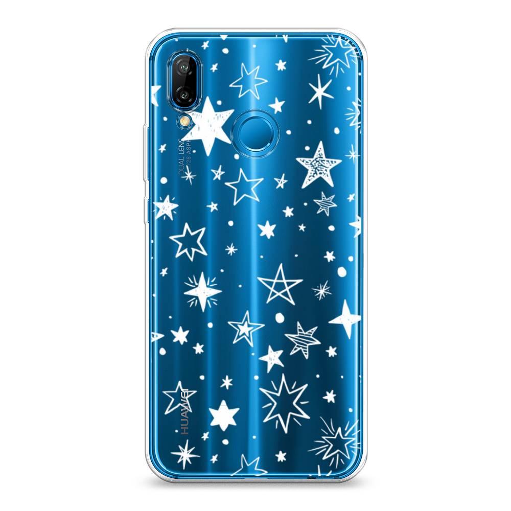 

Чехол Awog на Huawei Nova 3E "Звездочки графика белая", Прозрачный;белый, 65650-7