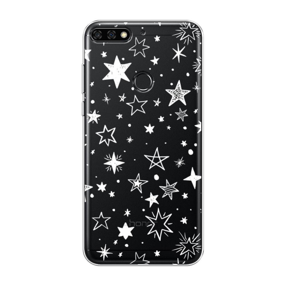 

Чехол Awog на Honor 7C Pro "Звездочки графика белая", Прозрачный;белый, 65550-7