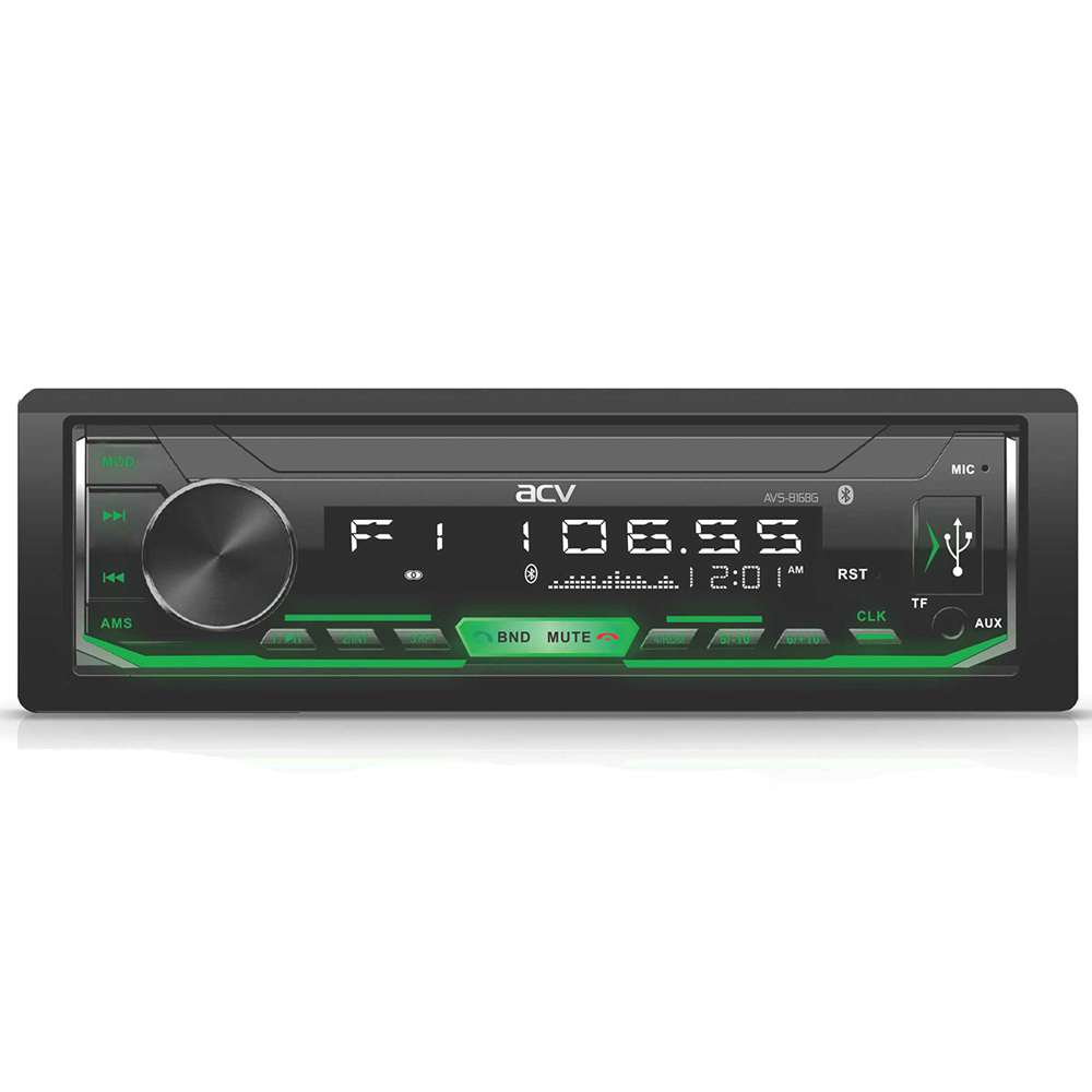 

Автомагнитола Acv Fm/Mp3/Usb/Sd Bluetooth зеленая подсветка несъемная панель Avs-816bg
