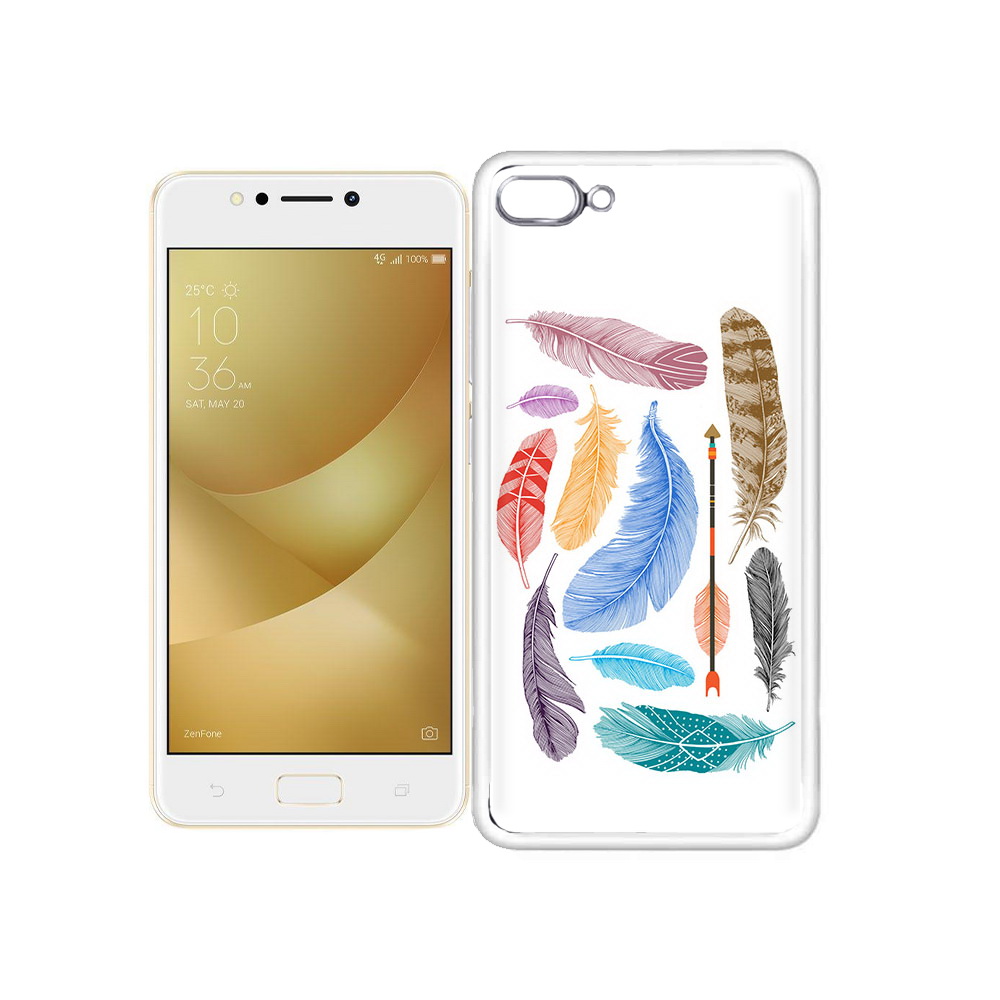 Чехол MyPads Tocco для Asus ZenFone 4 Max разноцветные перья