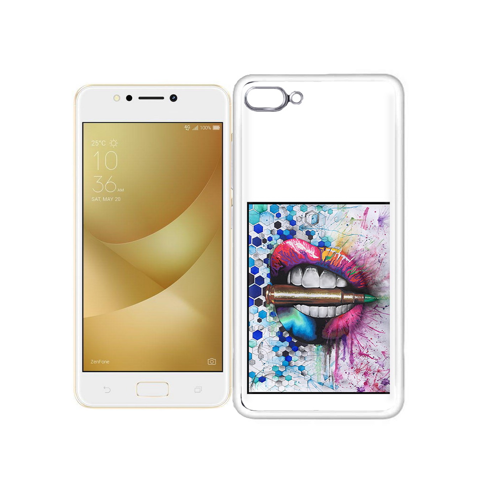 

Чехол MyPads Tocco для Asus ZenFone 4 Max разноцветные губы с пулей, Прозрачный, Tocco