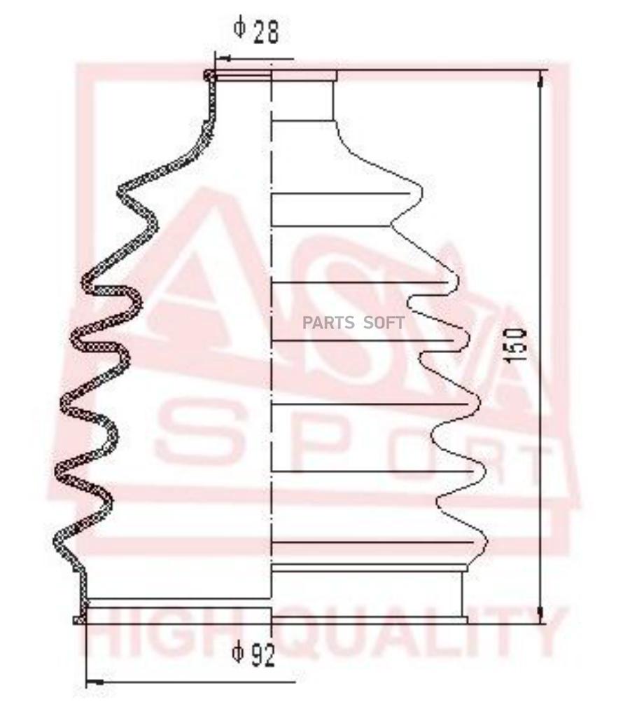 

Пыльник Шрус Комплект(28x92x150) ASVA арт. ASBT5