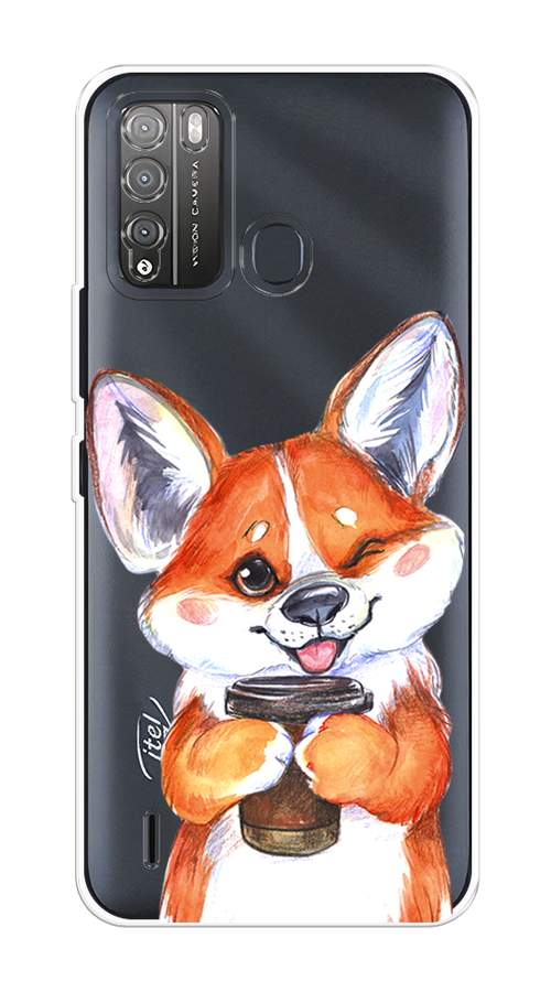 

Чехол на Itel Vision 1 Pro "Корги с кофе", Оранжевый;белый, 3200350-4