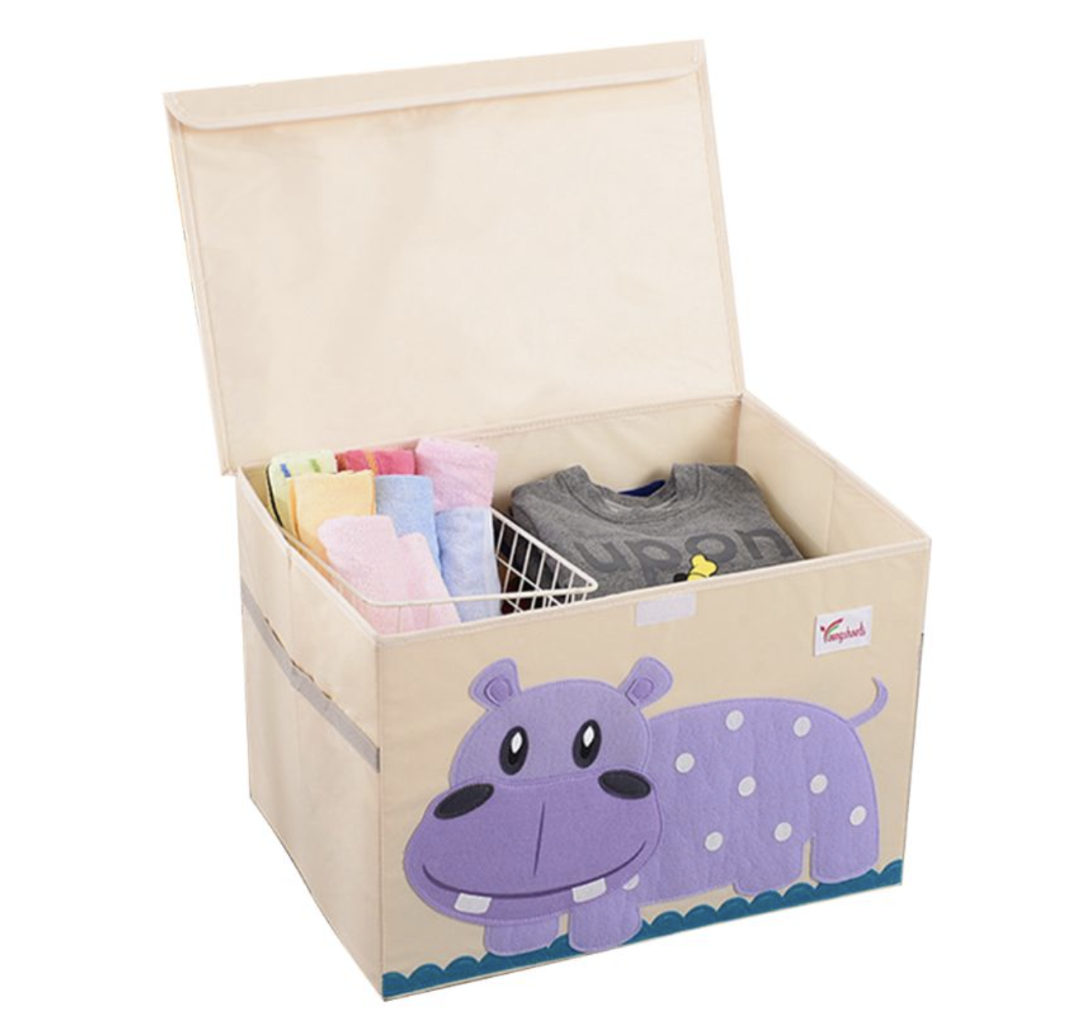 Тканевый ящик для игрушек с крышкой Kids Zone Складной контейнер для хранения, бегемот