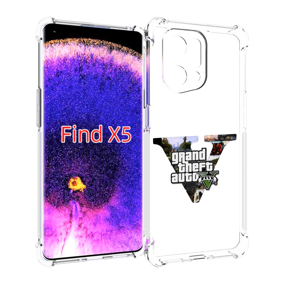 

Чехол MyPads GTA 5 логотип для Oppo Find X5, Прозрачный, Tocco