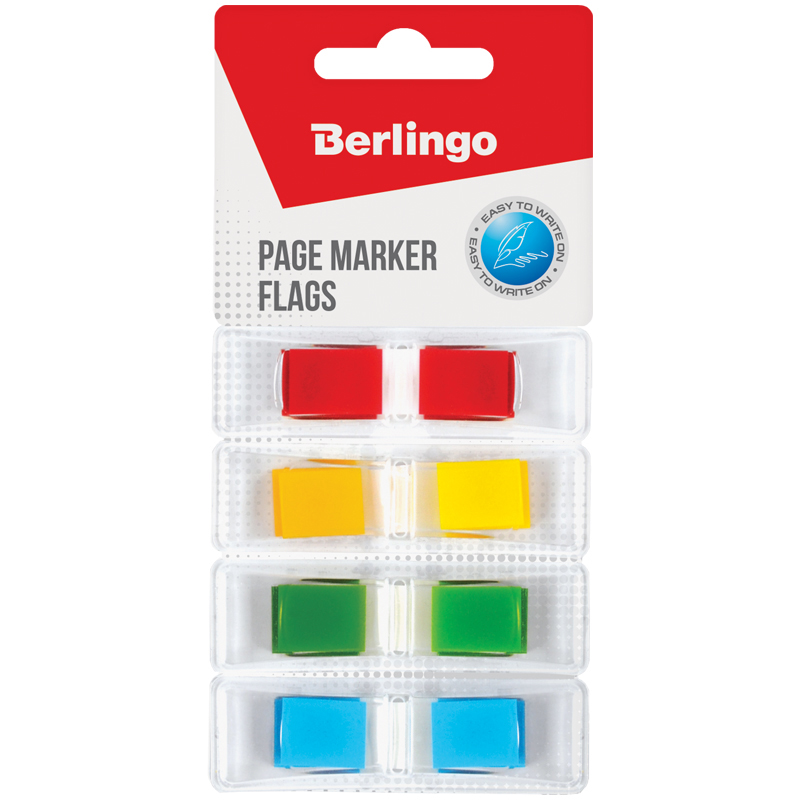 Клейкие закладки пластиковые Berlingo 4 цвета неон по 35л 45х12мм 24 уп