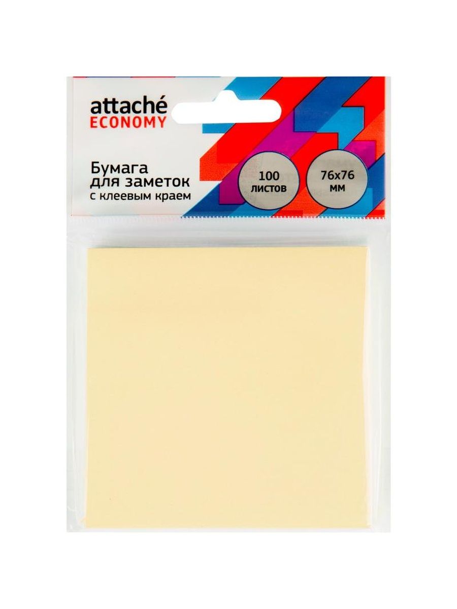 Клейкие закладки бумажные Attache Economy желтый по 100л 76х76мм 12 уп