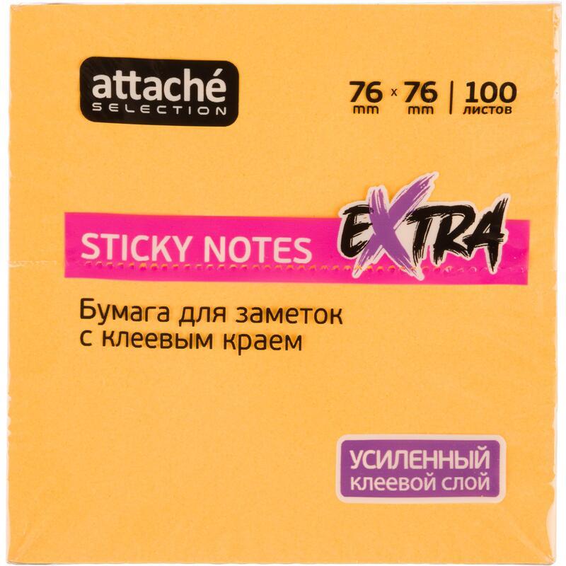 Стикеры Attache Selection Extra, 76х76мм, неоновые оранжевые, 12 блоков по 100 листов