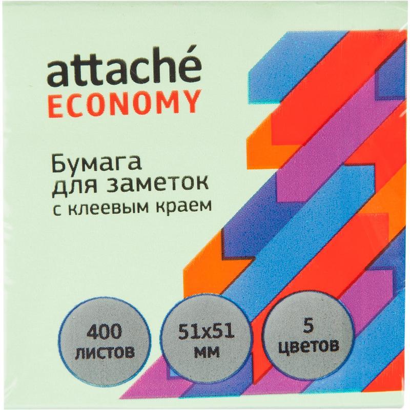 

Стикеры (самоклеящийся блок) Attache Economy, 51x51мм, 5 цветов, 6 блоков по 400 листов, Разноцветный