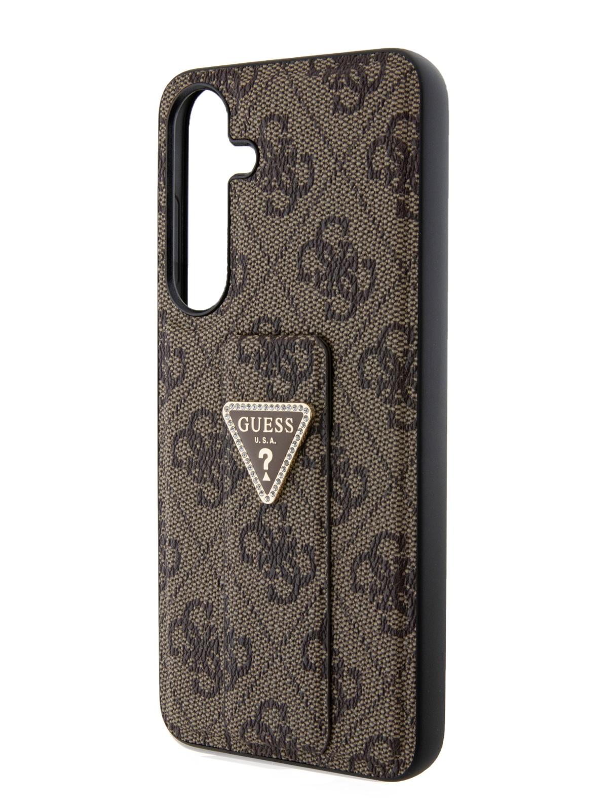 Чехол Guess для Samsung Galaxy S24+ с функцией подставки metal logo Hard Brown