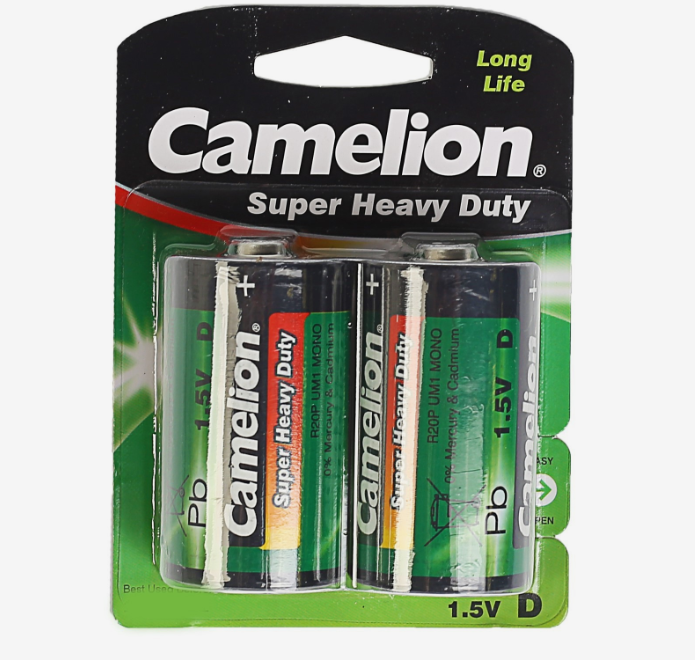 Батарейка Солевая Super Heavy Duty D 1,5v Упаковка 2 Шт. R20p-Bp2g Camelion 1671 Camelion