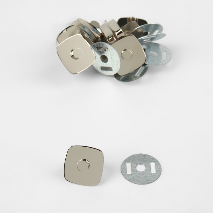 Кнопки магнитные Арт Узор 18 x 18 мм, 4 шт, цвет серебряный, 2шт.