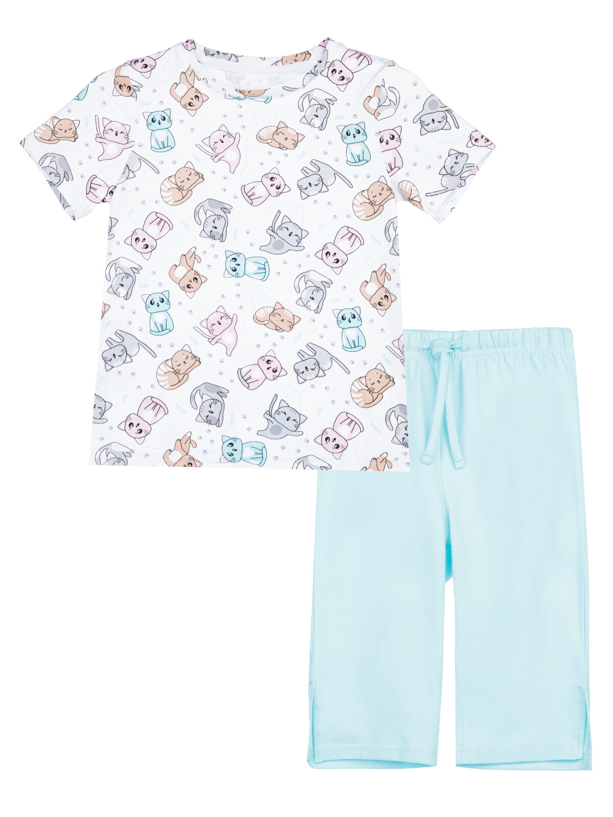 Комплект для девочек PlayToday: фуфайка (футболка), бриджи, голубой,цветной, 122 комплект трикотажный для девочек фуфайка футболка бриджи