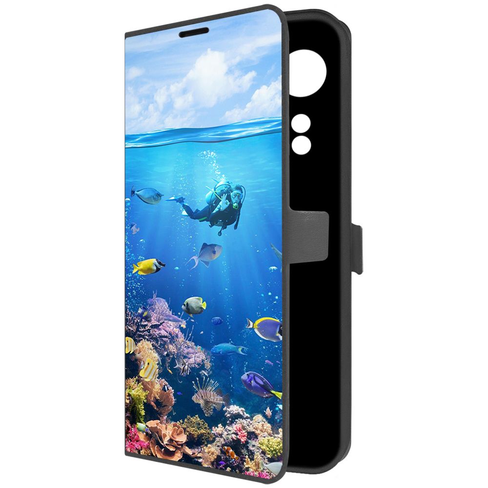 

Чехол-книжка Krutoff Eco Book для Oppo A78 4G Австралия, Большой Барьерный Риф (черный)