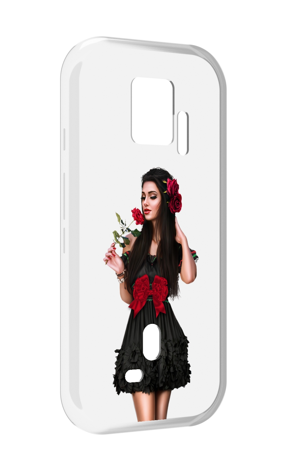Чехол MyPads девушка-в-черном-платье-с-розой женский для ZTE Nubia Red Magic 7S Pro