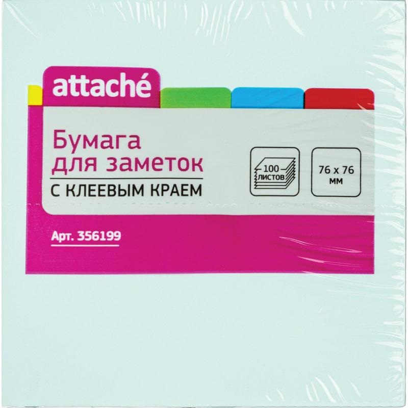 

Стикеры (самоклеящийся блок) Attache, 76x76мм, голубой пастель, 100 листов, 12 уп.