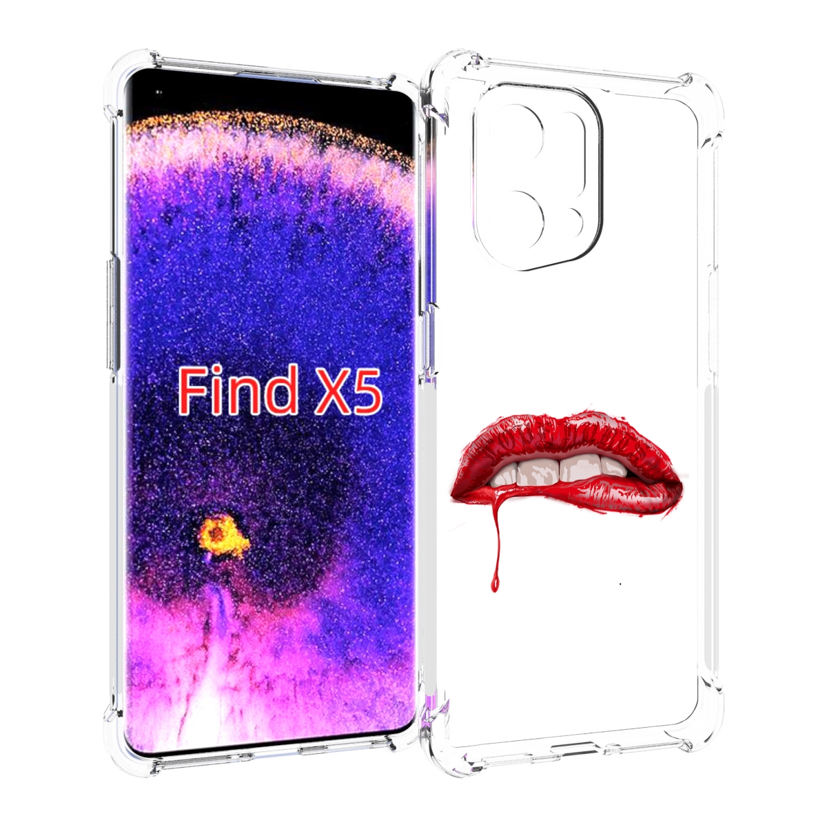 

Чехол MyPads яркие красные губы для Oppo Find X5, Прозрачный, Tocco