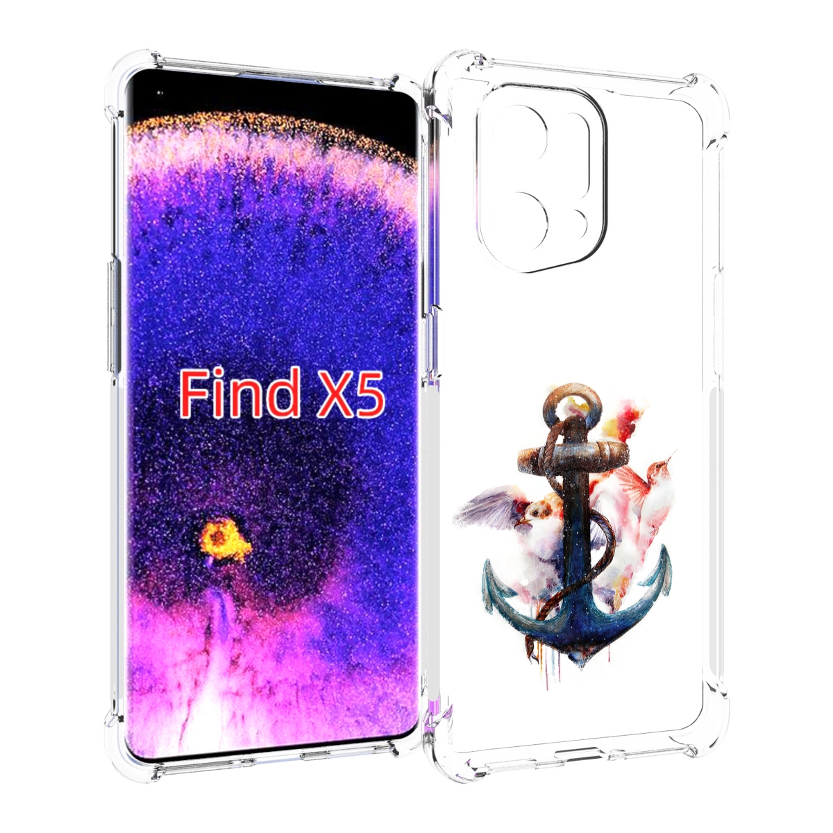 

Чехол MyPads якорь с птицами для Oppo Find X5, Прозрачный, Tocco