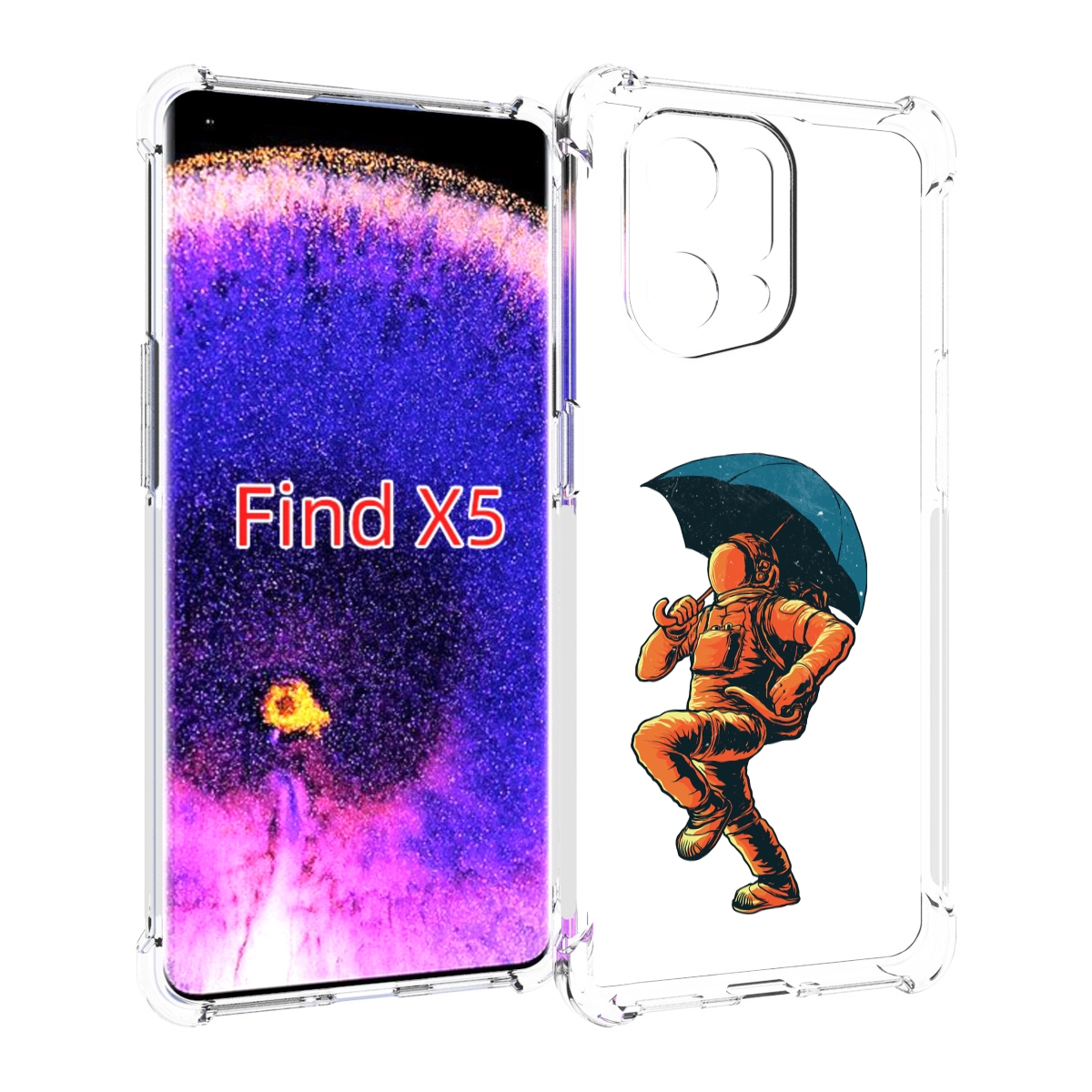 

Чехол MyPads шагающий космонавт с зонтом для Oppo Find X5, Прозрачный, Tocco