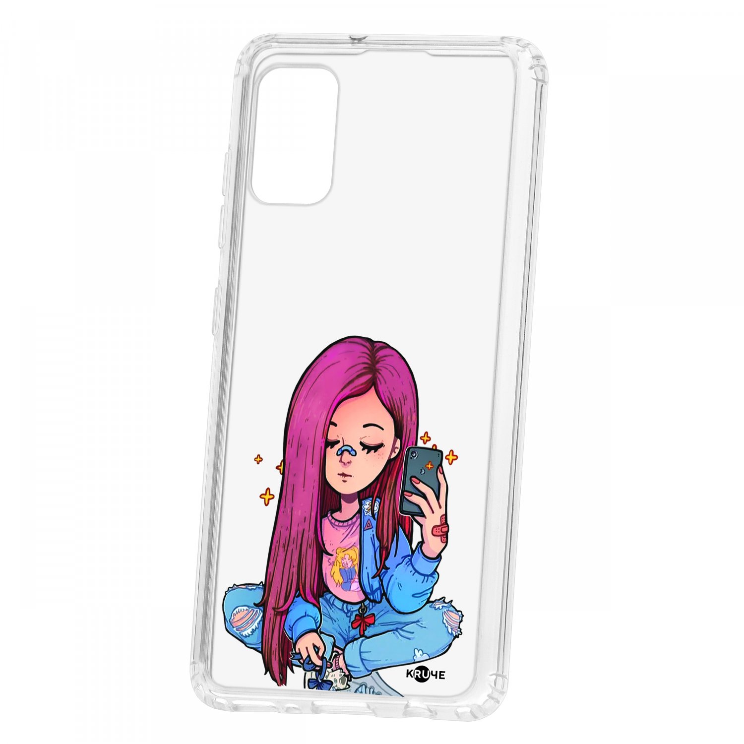 фото Чехол-накладка samsung galaxy a41 2019 kruche print pink hair кruче