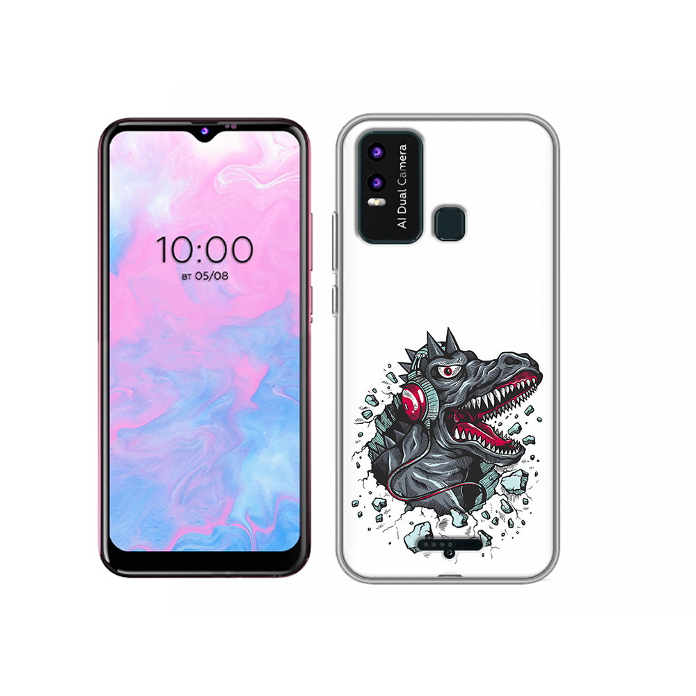 

Чехол MyPads Tocco для BQ 6630L Нарисованный динозавр в наушниках, Прозрачный, Tocco