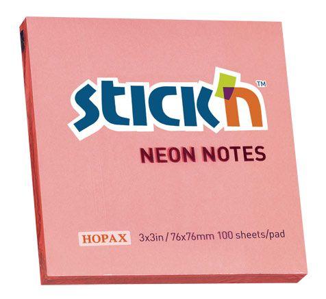 

Стикеры (самоклеящийся блок) Hopax Stick'n, 76x76мм, розовый неон, 100 листов, 12 уп.