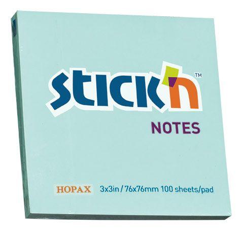 Стикеры (самоклеящийся блок) Hopax Stick'n, 76x76мм, голубой пастель, 100 листов, 12 уп.
