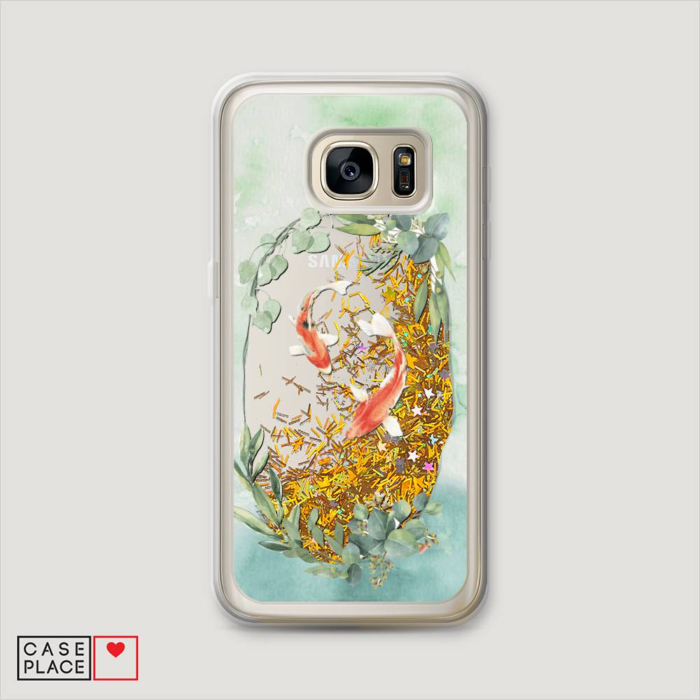 

Чехол Awog на Samsung Galaxy S6 edge "Две золотые рыбки", Зеленый, 24490-1