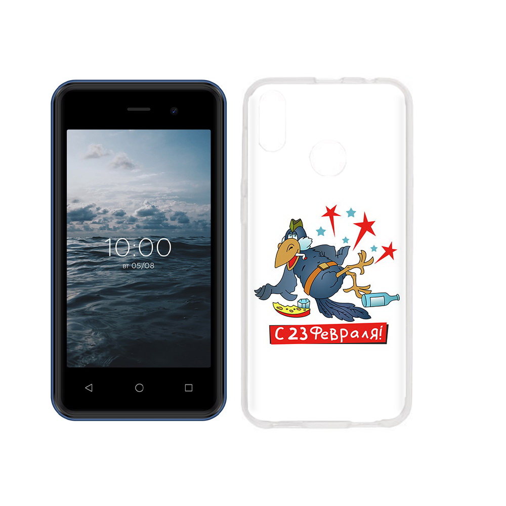 

Чехол MyPads Tocco для BQ 4030G Nice Mini 23 февраля веселая птица, Прозрачный, Tocco