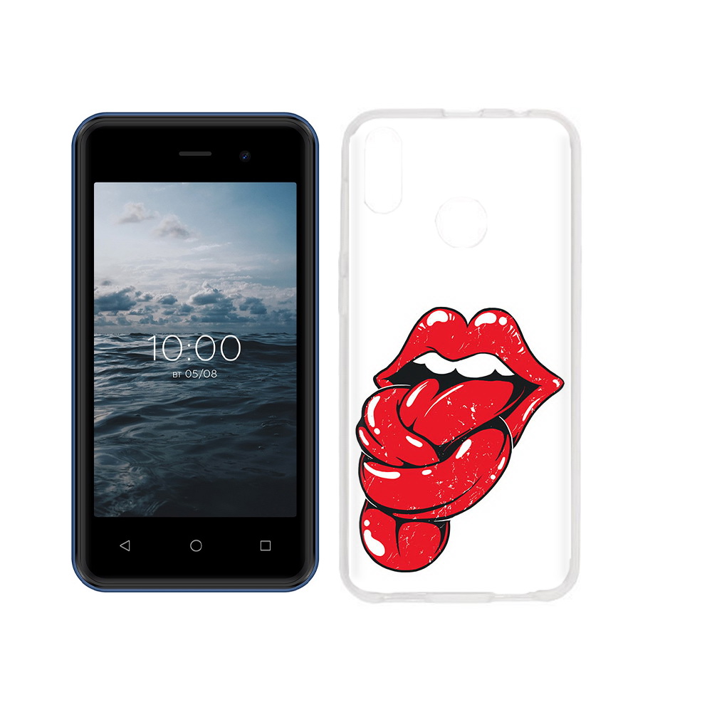 

Чехол MyPads Tocco для BQ 4030G Nice Mini яркие губы с языком, Прозрачный, Tocco