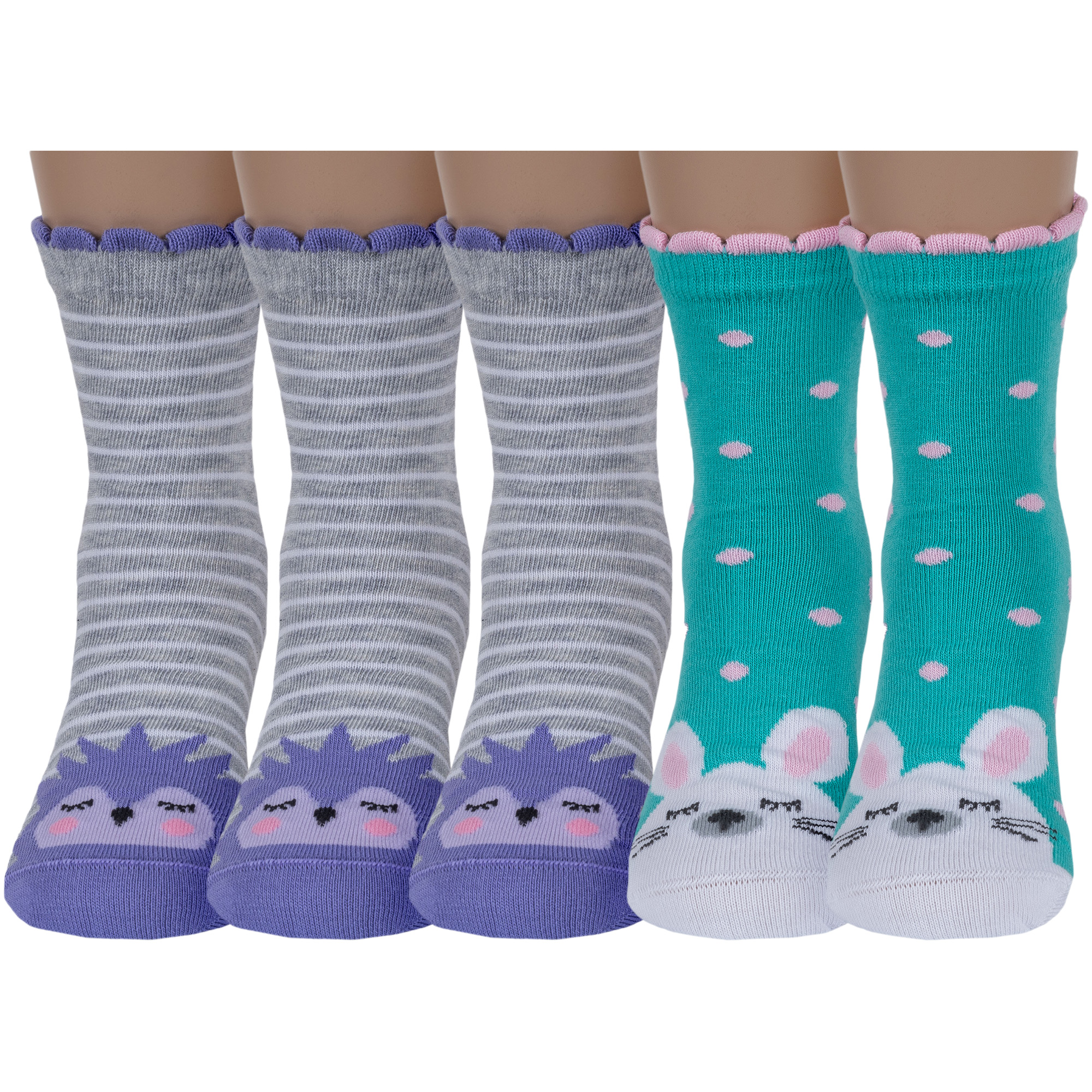 Носки детские Rusocks 5-ДТ-95/1, серый; фиолетовый; бирюзовый; белый; розовый, 16-18