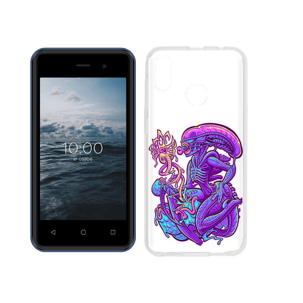 

Чехол MyPads Tocco для BQ 4030G Nice Mini чужой фиолетовый цвет, Прозрачный, Tocco