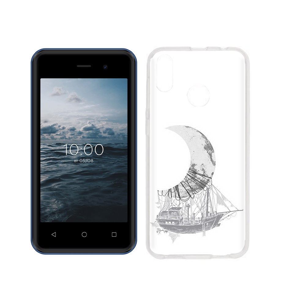 

Чехол MyPads Tocco для BQ 4030G Nice Mini черно белый корабль полумесяц, Прозрачный, Tocco