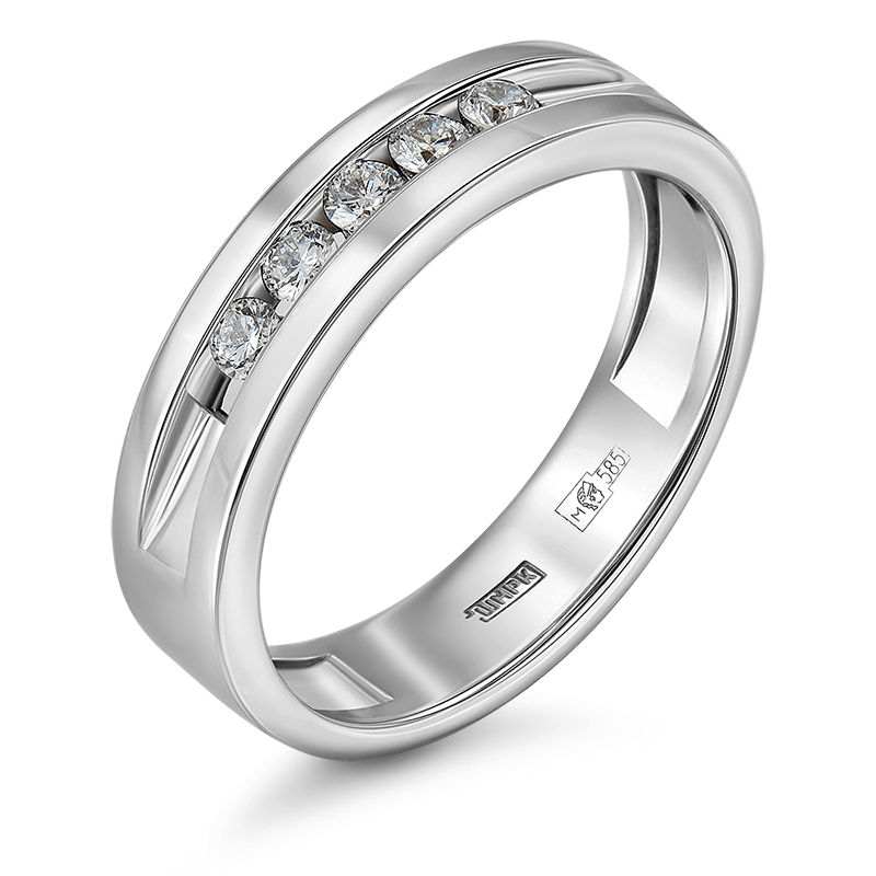 Кольцо обручальное из золота р. 16 IQ Diamonds 1647-R5W-RD16EFGVVSVS-IG, бриллиант