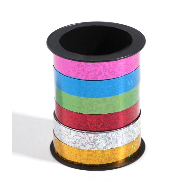 

Лента упаковочная голографическая, ассорти, 6 цветов, 0,5 см х 3 м, Разноцветный