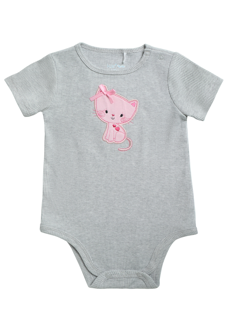 Боди с коротким рукавом в рубчик SS23B01000502 Kari baby 205539 цв.серый р.6-9m