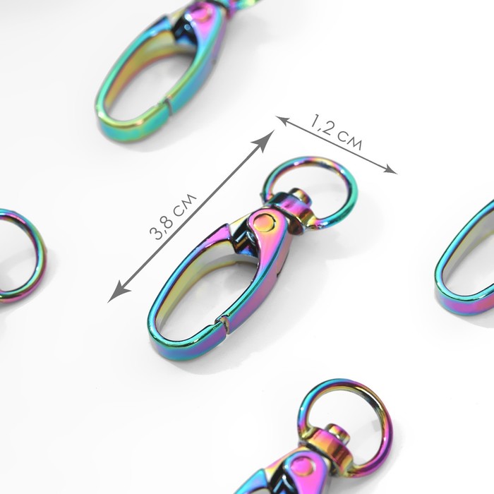 

Карабин металлический Арт Узор 38 x 12 мм / 10 x 1 мм, 5 шт, цвет бензин, Разноцветный