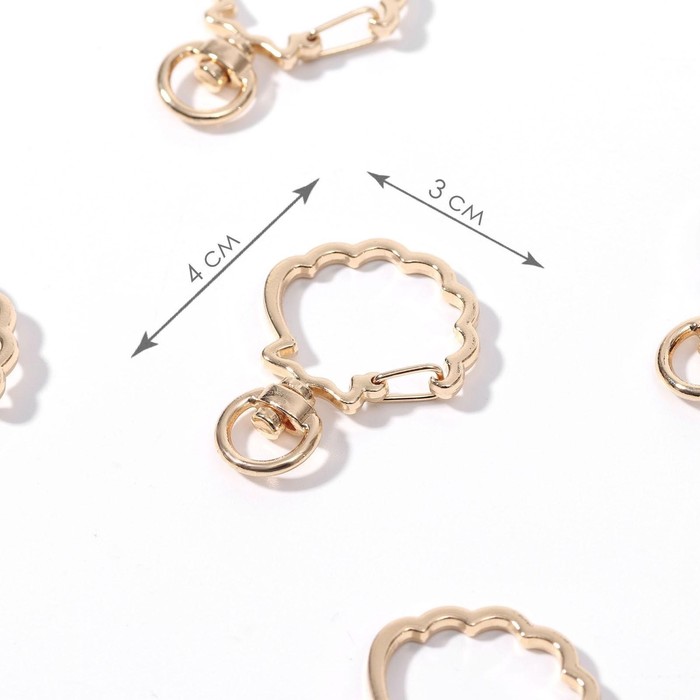 

Карабин металлический Арт Узор Ракушка, 40 x 30 мм / 8 x 2,2 мм, 5 шт, цвет золотой, Золотистый