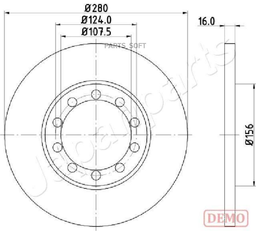 

JAPANPARTS Диск тормозной FORD TRANSIT 2.4D/3.2D 06- задний
