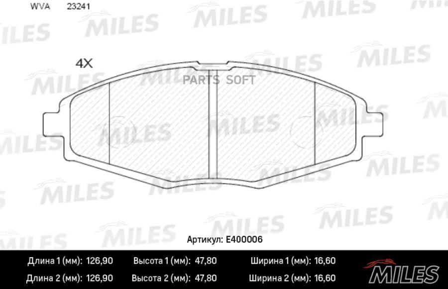 

Колодки Тормозные Daewoo Nexia, Matiz; Chevrolet Lanos Sohc Передние Low-Metallic Miles Mi