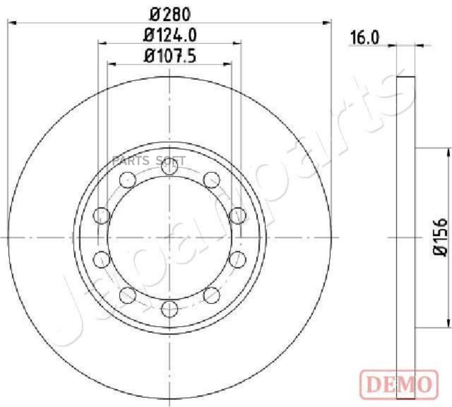 

JAPANPARTS DP-0314C Диск тормозной FORD TRANSIT 2.4D/3.2D 06- задний 1шт