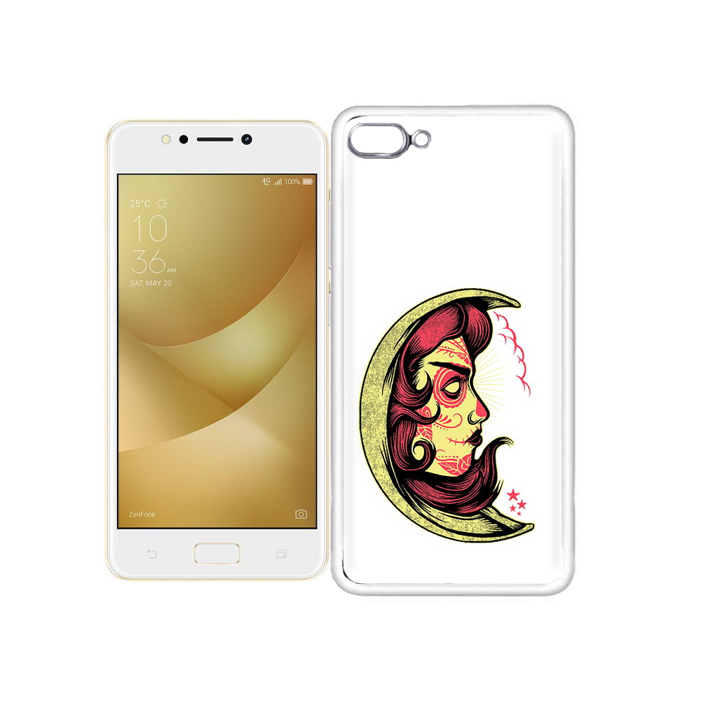 

Чехол MyPads Tocco для Asus ZenFone 4 Max желтый полумесяц с лицом девушки, Прозрачный, Tocco