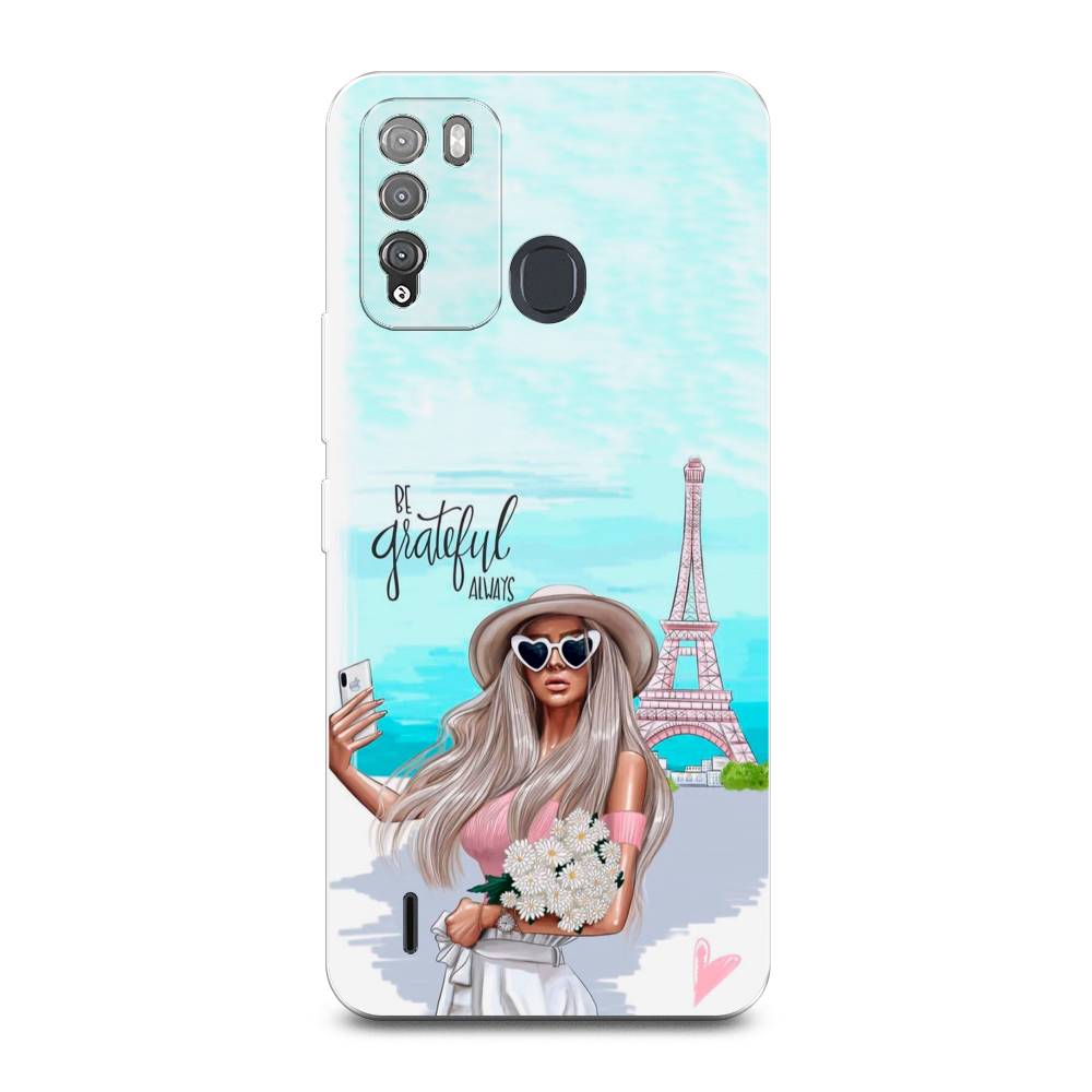 

Чехол для Itel Vision 1 Pro "Селфи Париж", Голубой;бежевый, 3200350-6